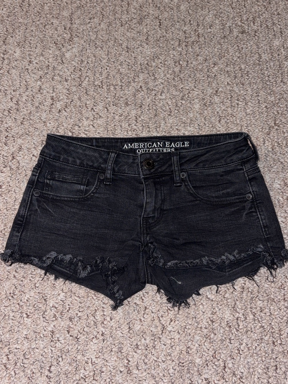 American Eagle Outfitters Black Frayed Denim Cutoff Shorts